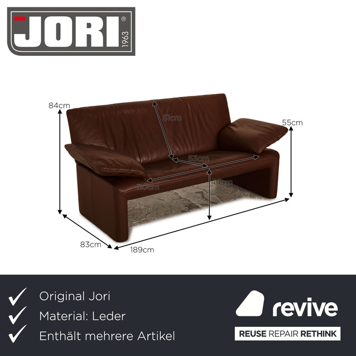 Jori Linea leather sofa set brown 2x two-seater brown sofa couch