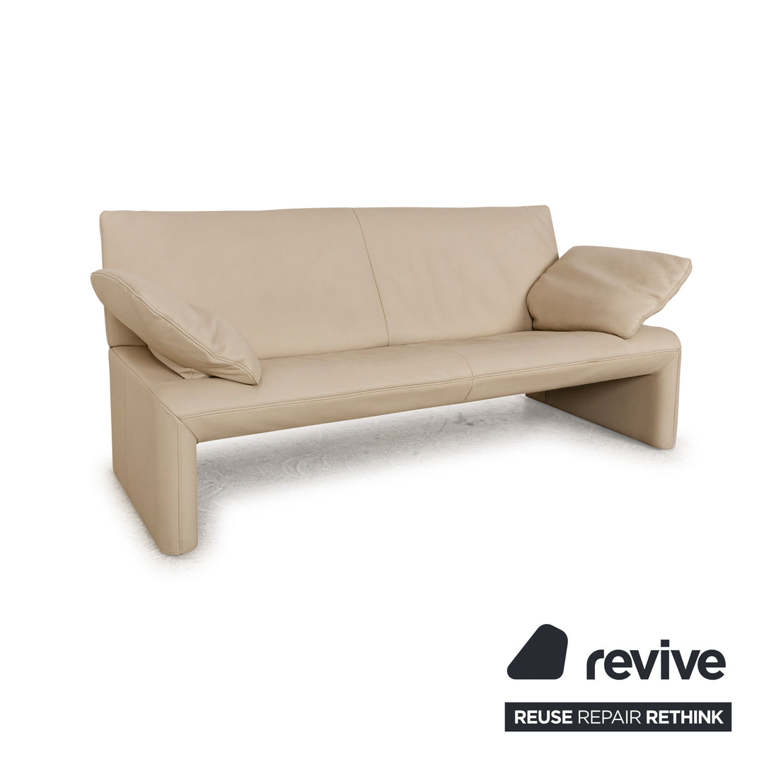 Canapé 2 places en cuir Jori Linea à fonction manuelle beige crème