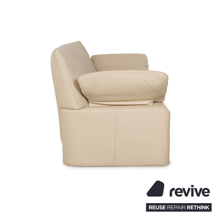 Canapé 2 places en cuir Jori Linea à fonction manuelle beige crème