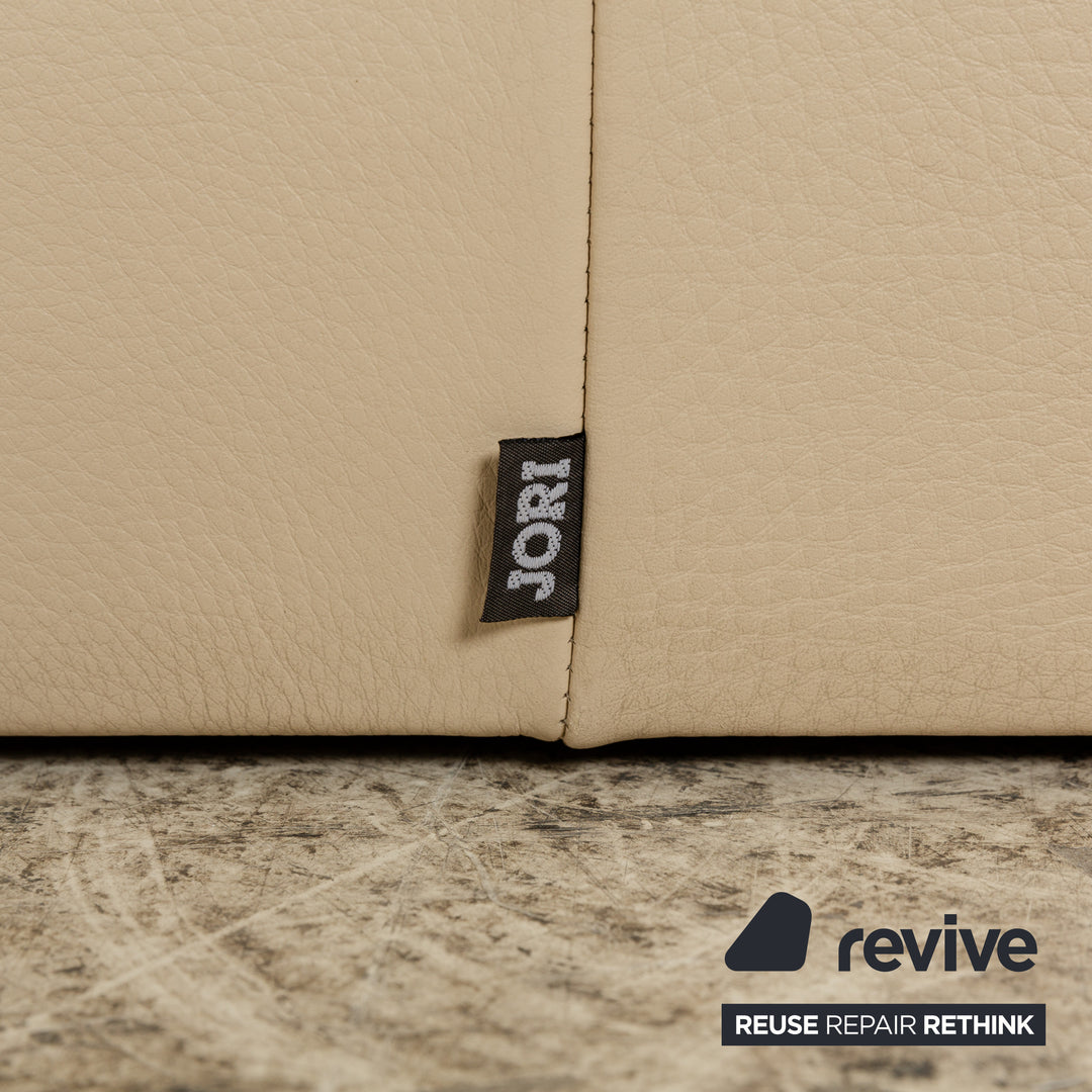 Canapé 2 places en cuir Jori Linea à fonction manuelle beige crème