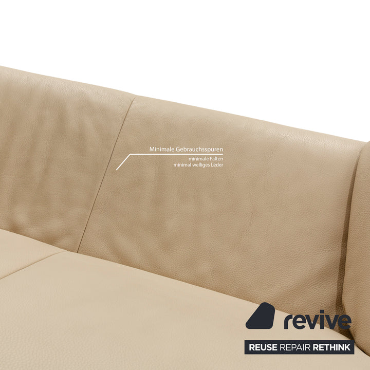 Jori Linea Leather Two Seater Cream Beige Manual Function Sofa Couch