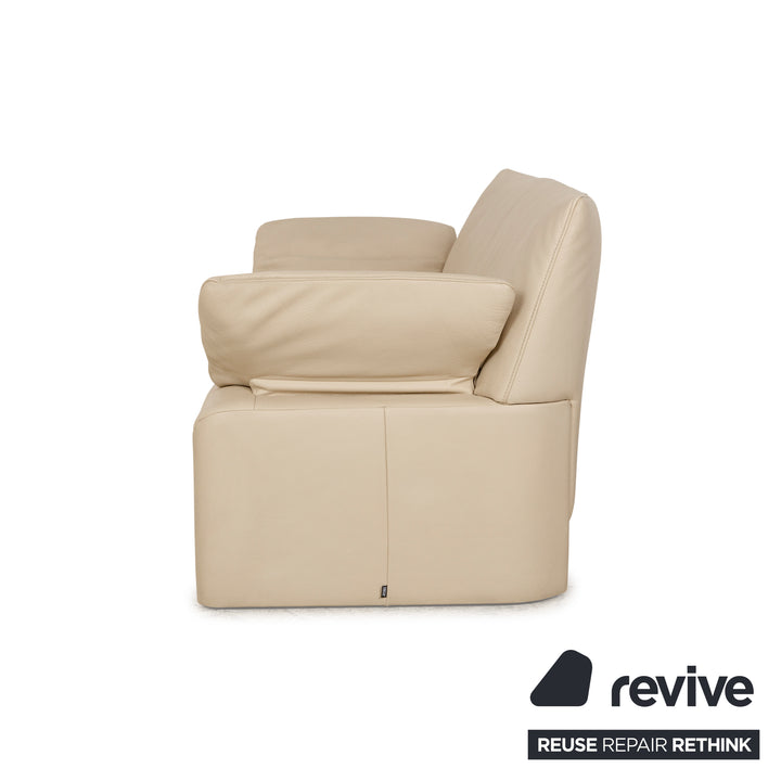 Canapé 2 places en cuir Jori Linea à fonction manuelle beige crème
