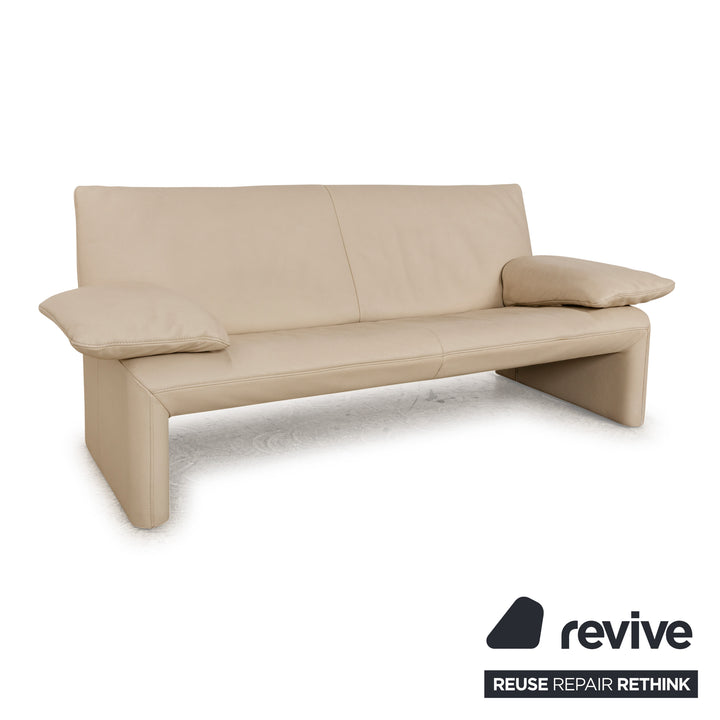 Canapé 2 places en cuir Jori Linea à fonction manuelle beige crème