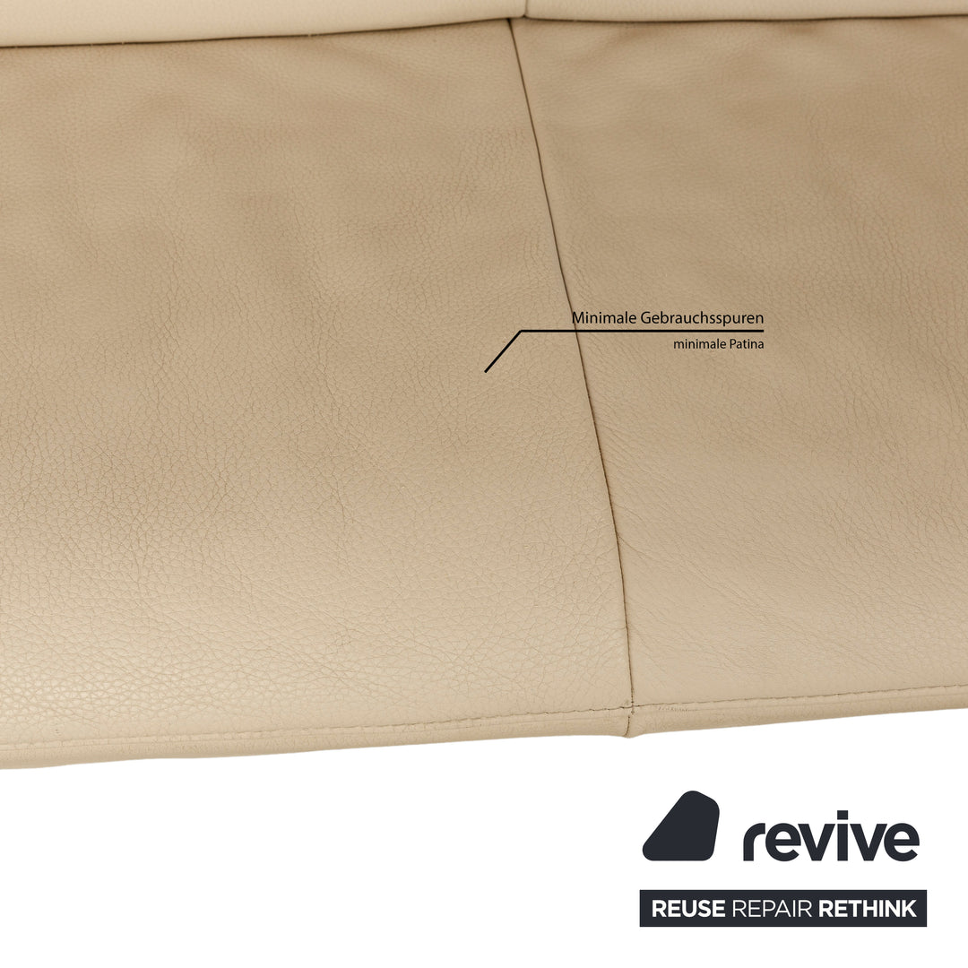 Canapé 2 places en cuir Jori Linea à fonction manuelle beige crème