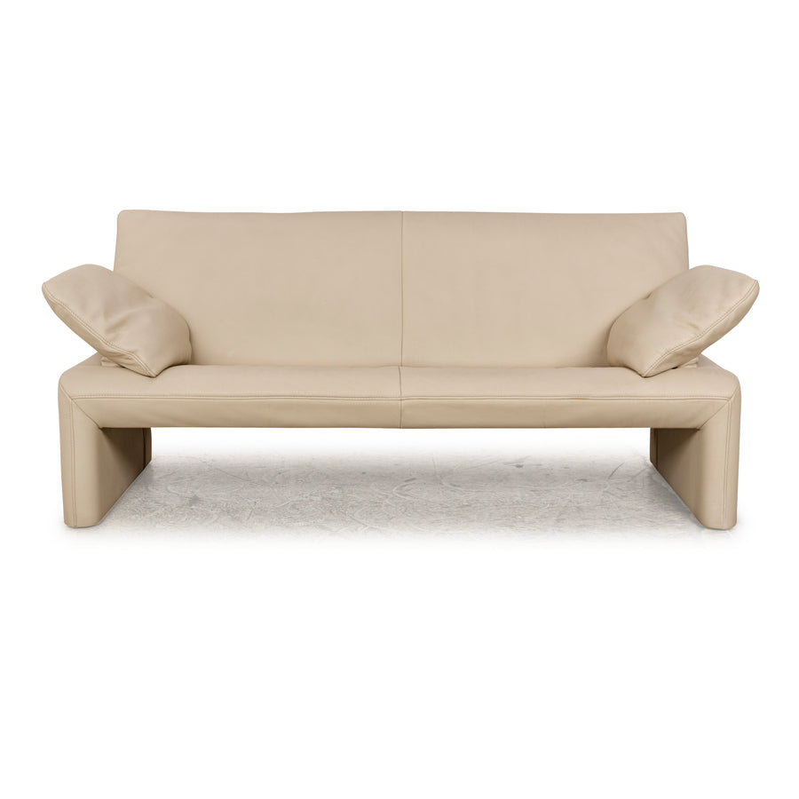 Canapé 2 places en cuir Jori Linea à fonction manuelle beige crème