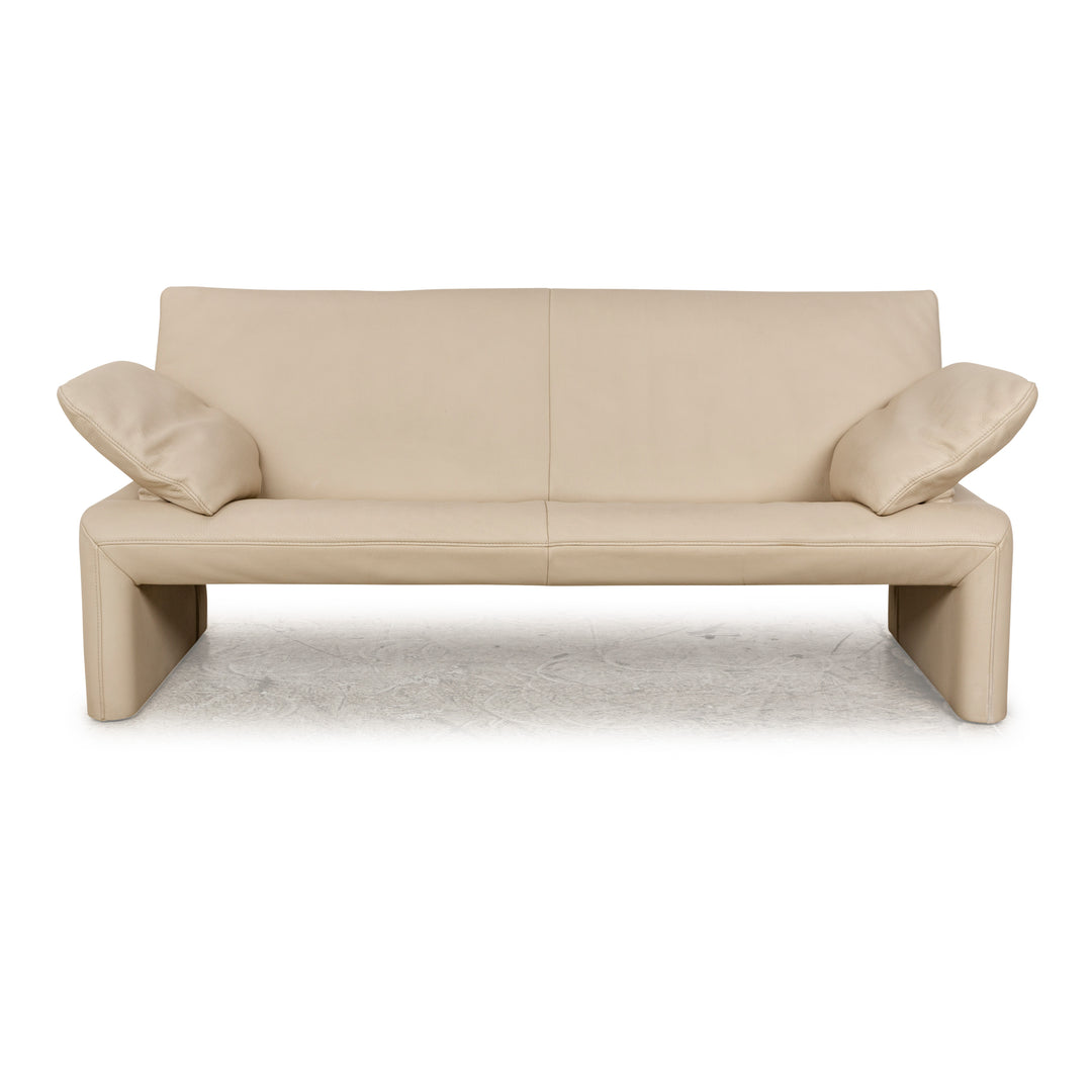 Canapé 2 places en cuir Jori Linea à fonction manuelle beige crème
