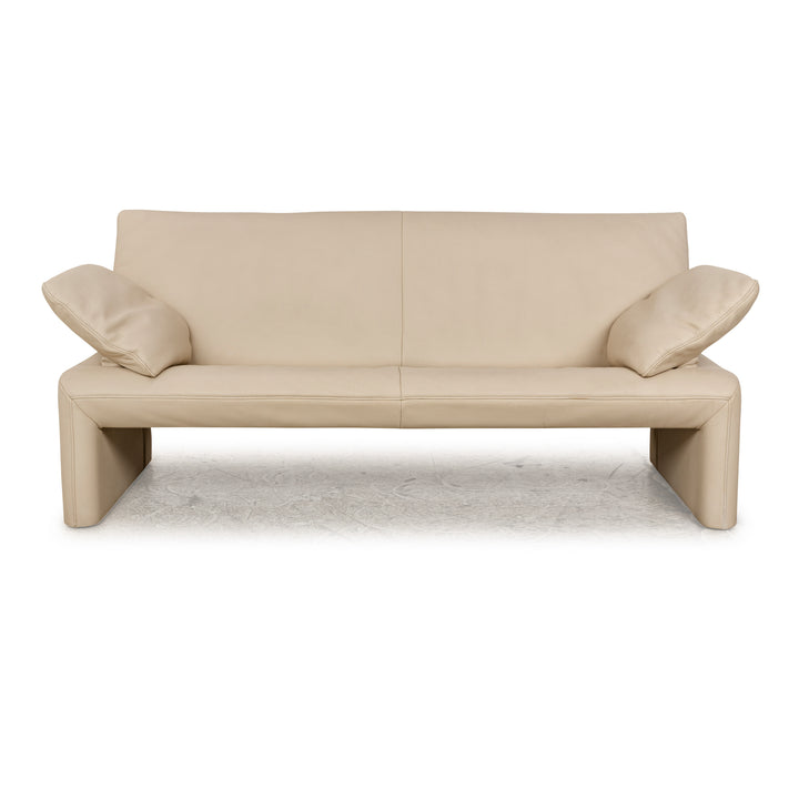 Canapé 2 places en cuir Jori Linea à fonction manuelle beige crème