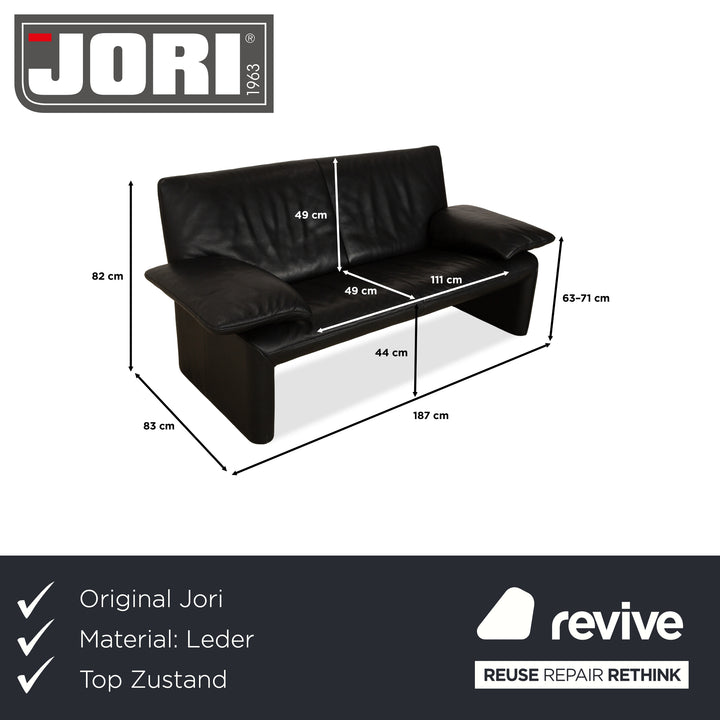Jori Linea Cuir Deux places Noir fonction manuelle