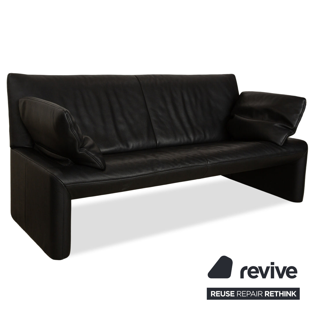Jori Linea Leder Zweisitzer Schwarz manuelle Funktion Sofa Couch