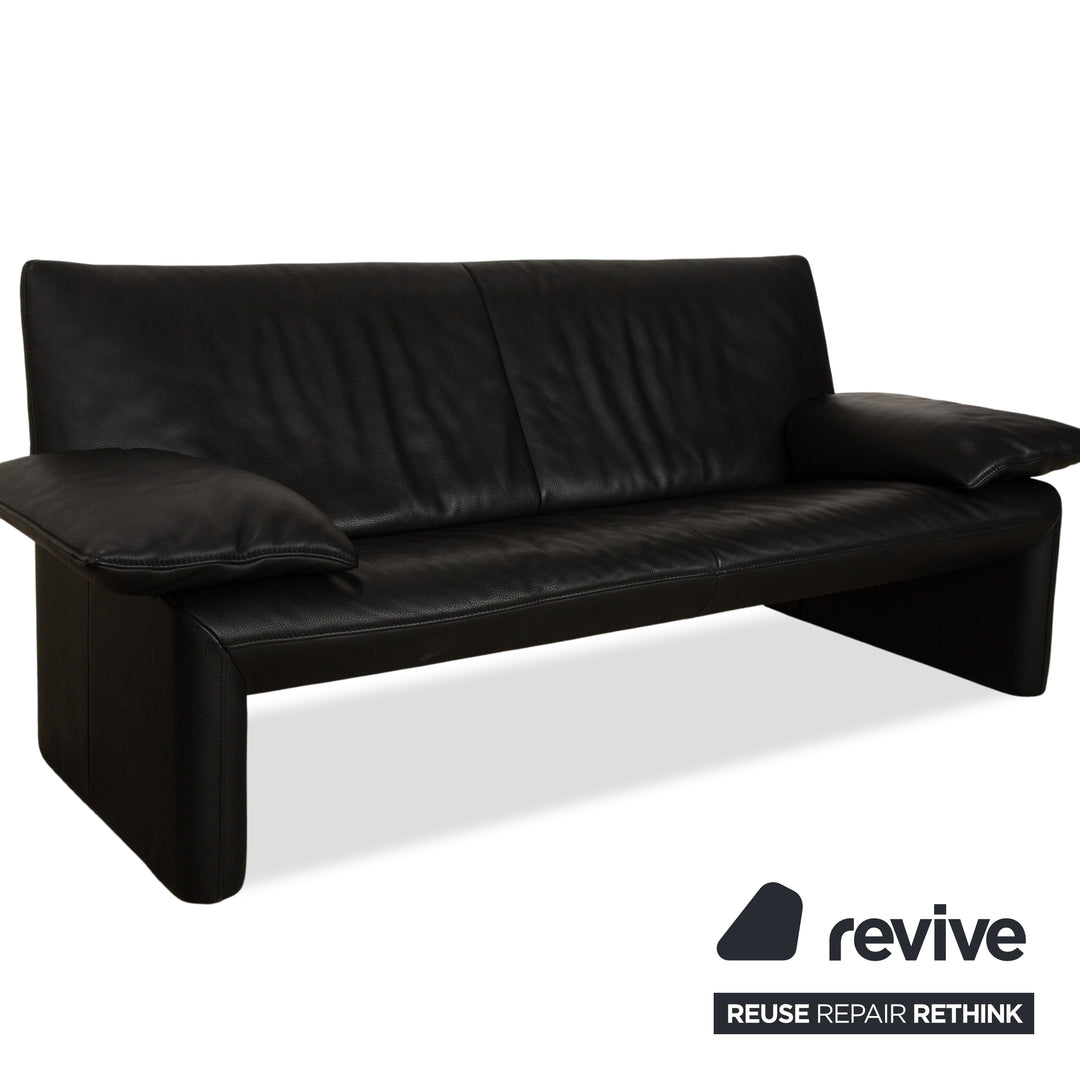 Jori Linea Leder Zweisitzer Schwarz manuelle Funktion Sofa Couch