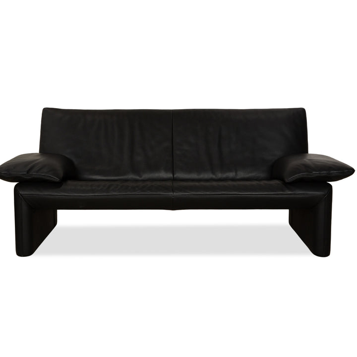 Jori Linea Leder Zweisitzer Schwarz manuelle Funktion Sofa Couch