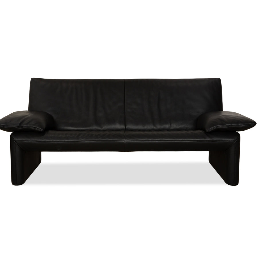 Jori Linea Leder Zweisitzer Schwarz manuelle Funktion Sofa Couch