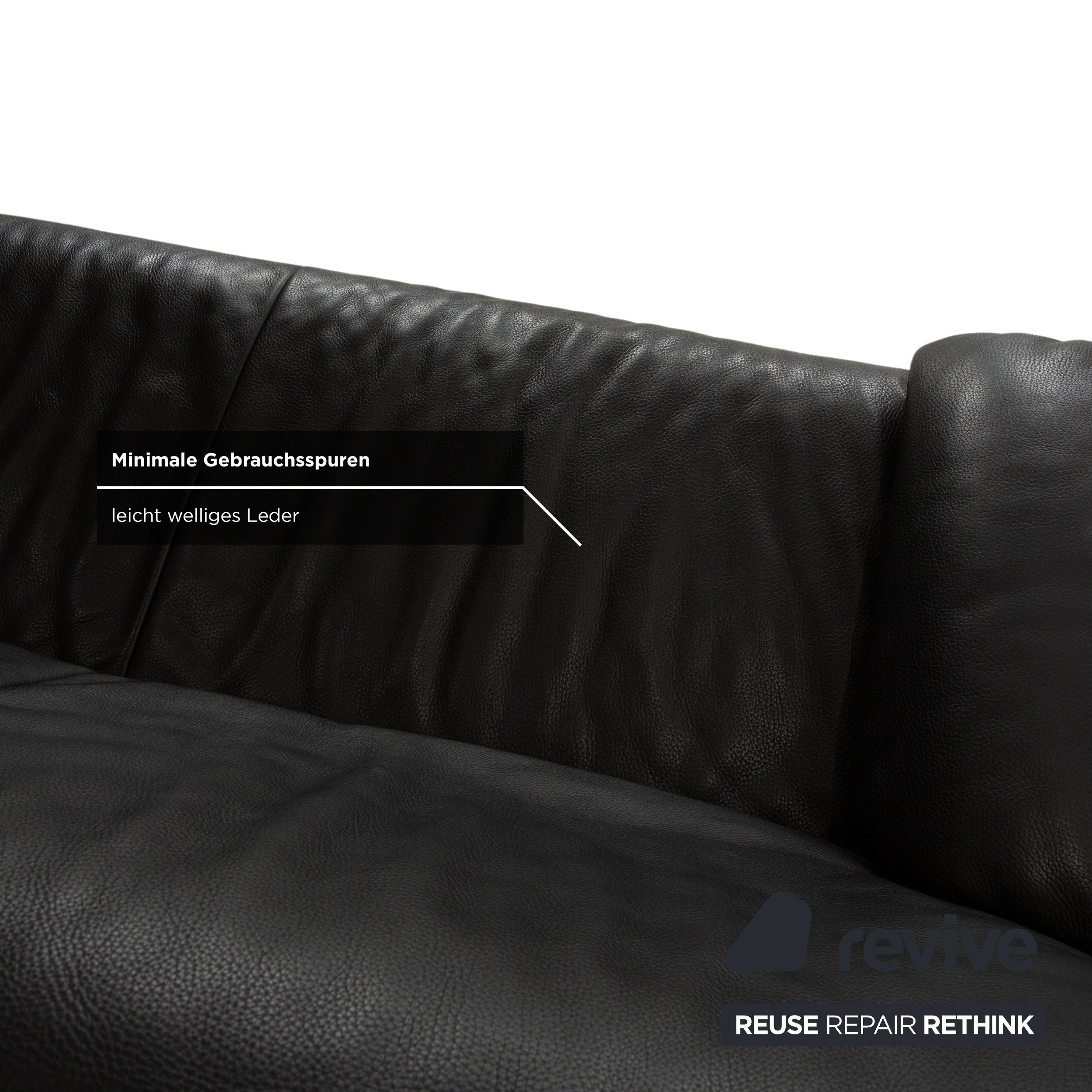 Jori Linea Leder Zweisitzer Schwarz manuelle Funktion Sofa Couch