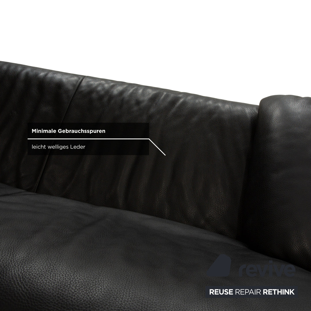 Jori Linea Leder Zweisitzer Schwarz manuelle Funktion Sofa Couch