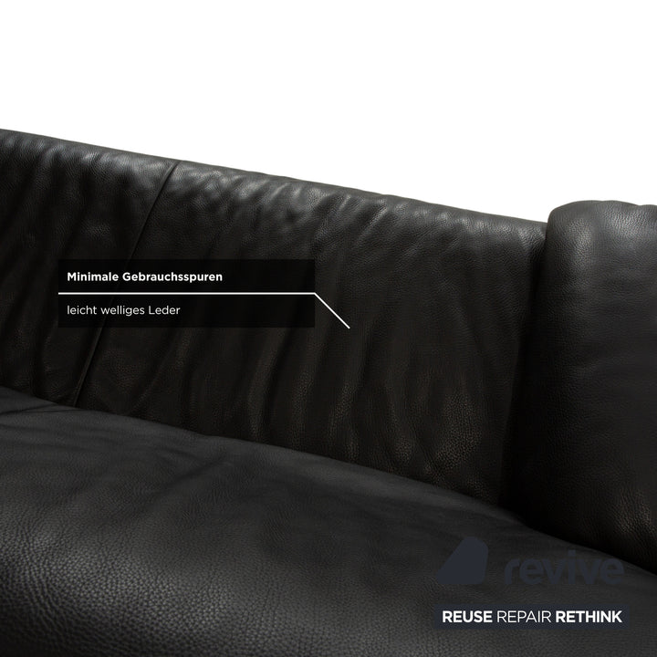 Jori Linea Leder Zweisitzer Schwarz manuelle Funktion Sofa Couch