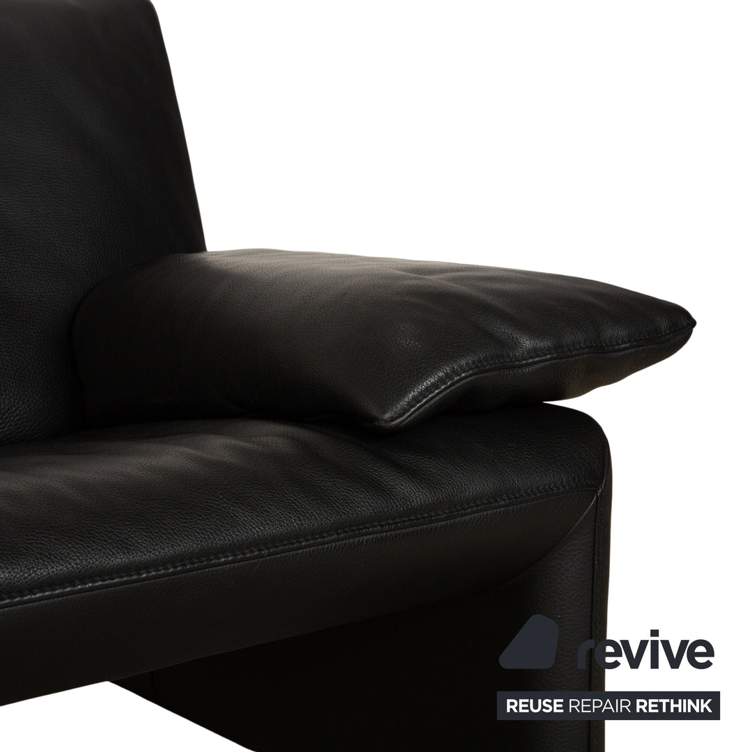 Jori Linea Leder Zweisitzer Schwarz manuelle Funktion Sofa Couch