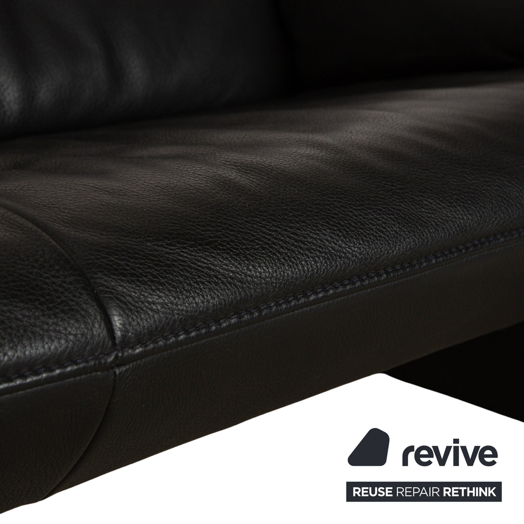 Jori Linea Leder Zweisitzer Schwarz manuelle Funktion Sofa Couch