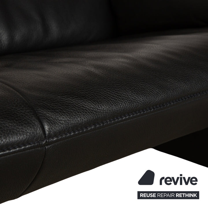 Jori Linea Leder Zweisitzer Schwarz manuelle Funktion Sofa Couch