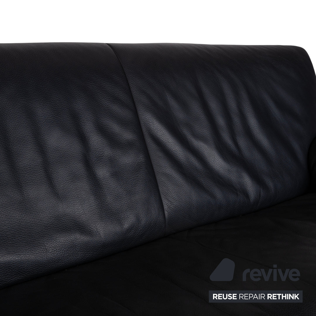 Jori Linea Leder Dreisitzer Schwarz Sofa Couch manuelle Funktion