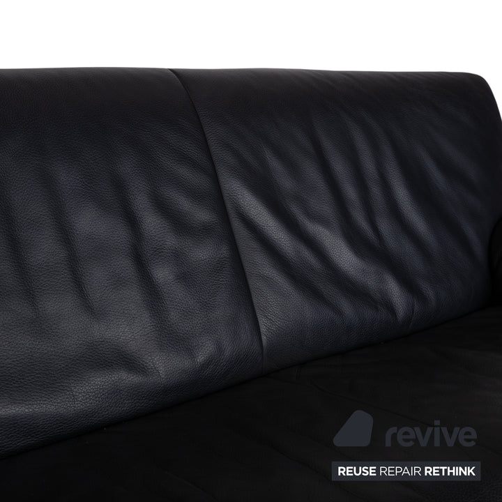 Jori Linea Leder Dreisitzer Schwarz Sofa Couch manuelle Funktion