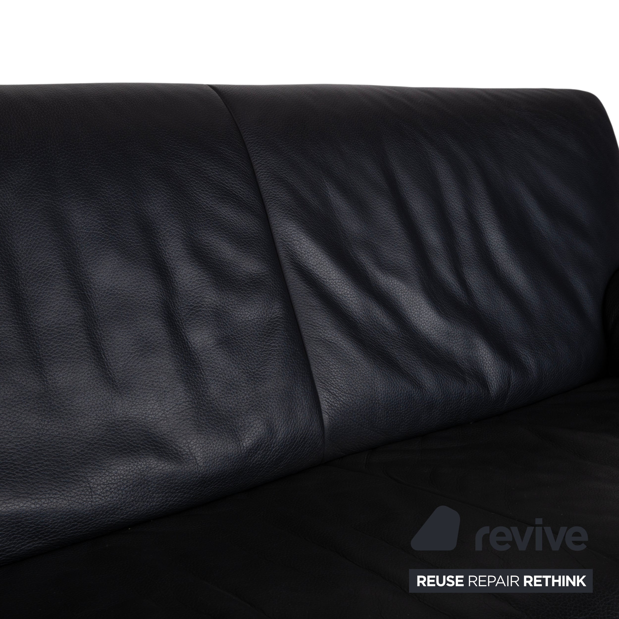 Jori Linea Leder Dreisitzer Schwarz Sofa Couch manuelle Funktion