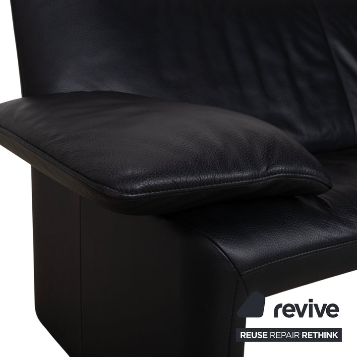 Jori Linea Cuir trois places Noir Canapé Sofa fonction manuelle
