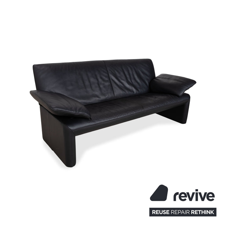 Jori Linea Cuir trois places Noir Canapé Sofa fonction manuelle