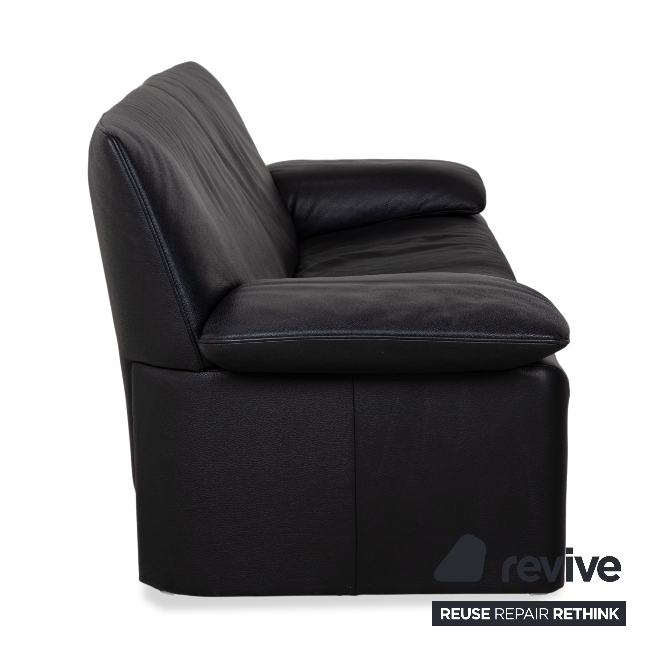 Jori Linea Leder Dreisitzer Schwarz Sofa Couch manuelle Funktion