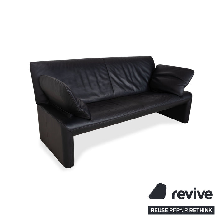 Jori Linea Leder Dreisitzer Schwarz Sofa Couch manuelle Funktion
