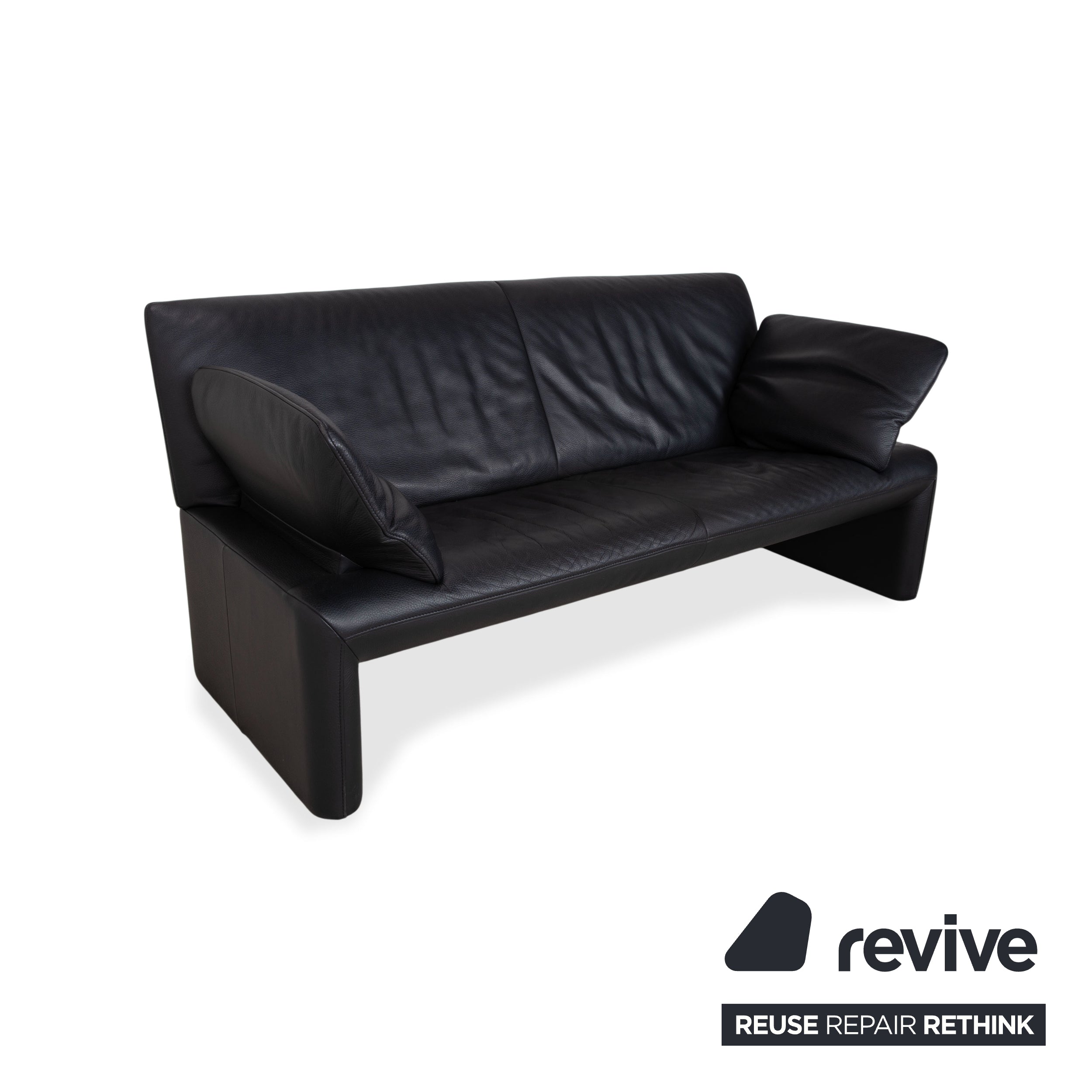 Jori Linea Leder Dreisitzer Schwarz Sofa Couch manuelle Funktion