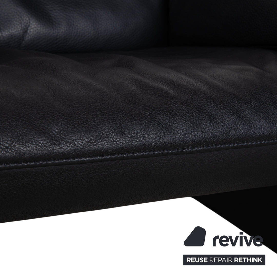 Jori Linea Leder Dreisitzer Schwarz Sofa Couch manuelle Funktion