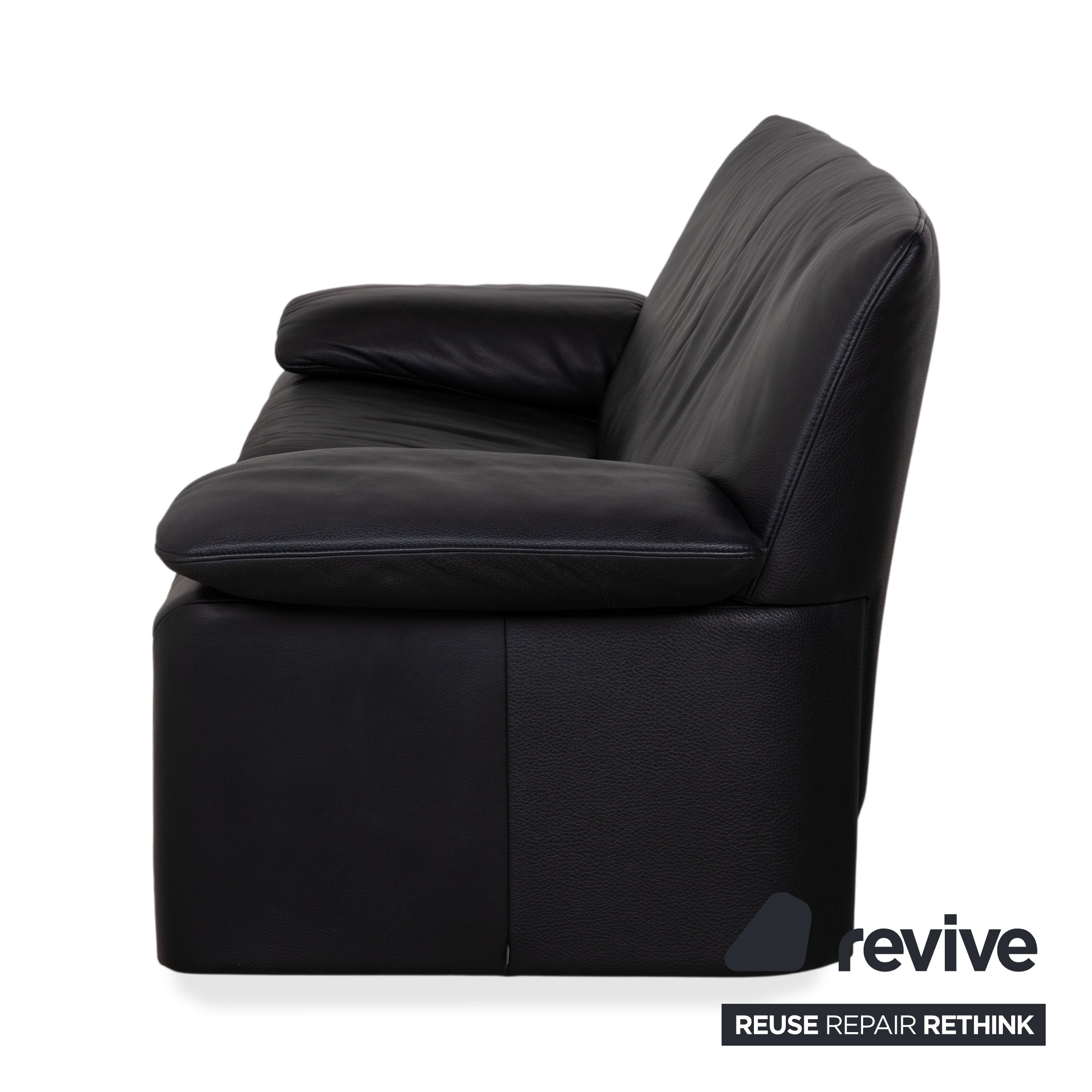 Jori Linea Leder Dreisitzer Schwarz Sofa Couch manuelle Funktion