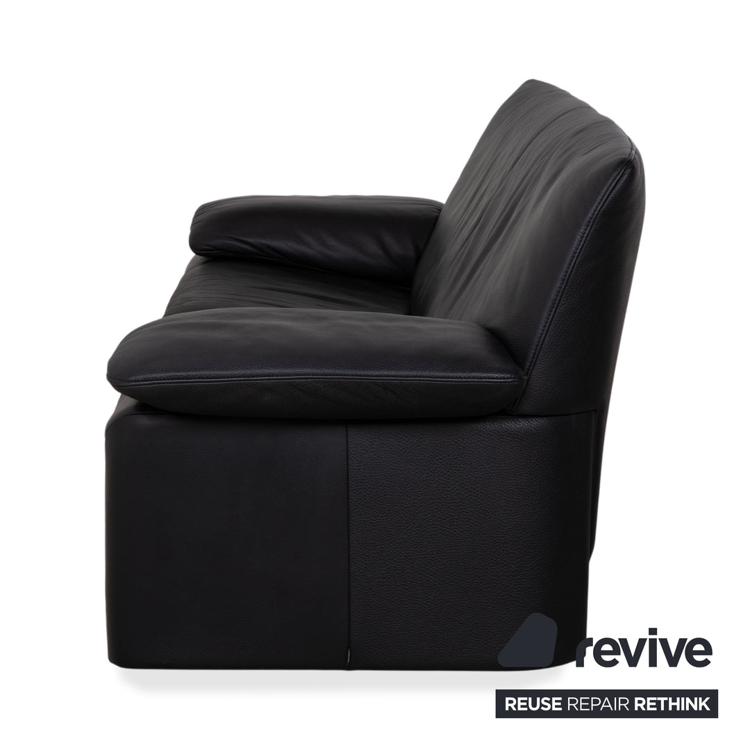 Jori Linea Cuir trois places Noir Canapé Sofa fonction manuelle
