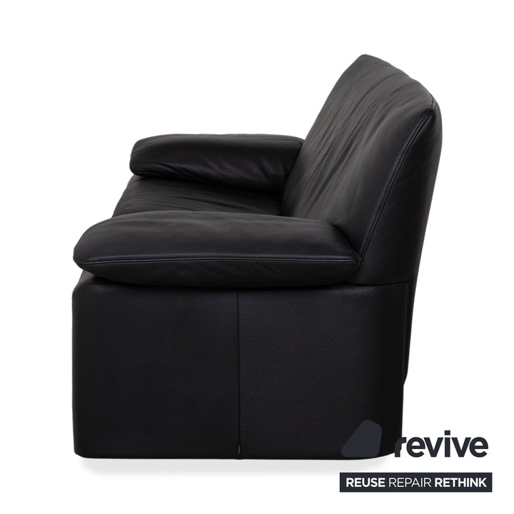 Jori Linea Cuir trois places Noir Canapé Sofa fonction manuelle