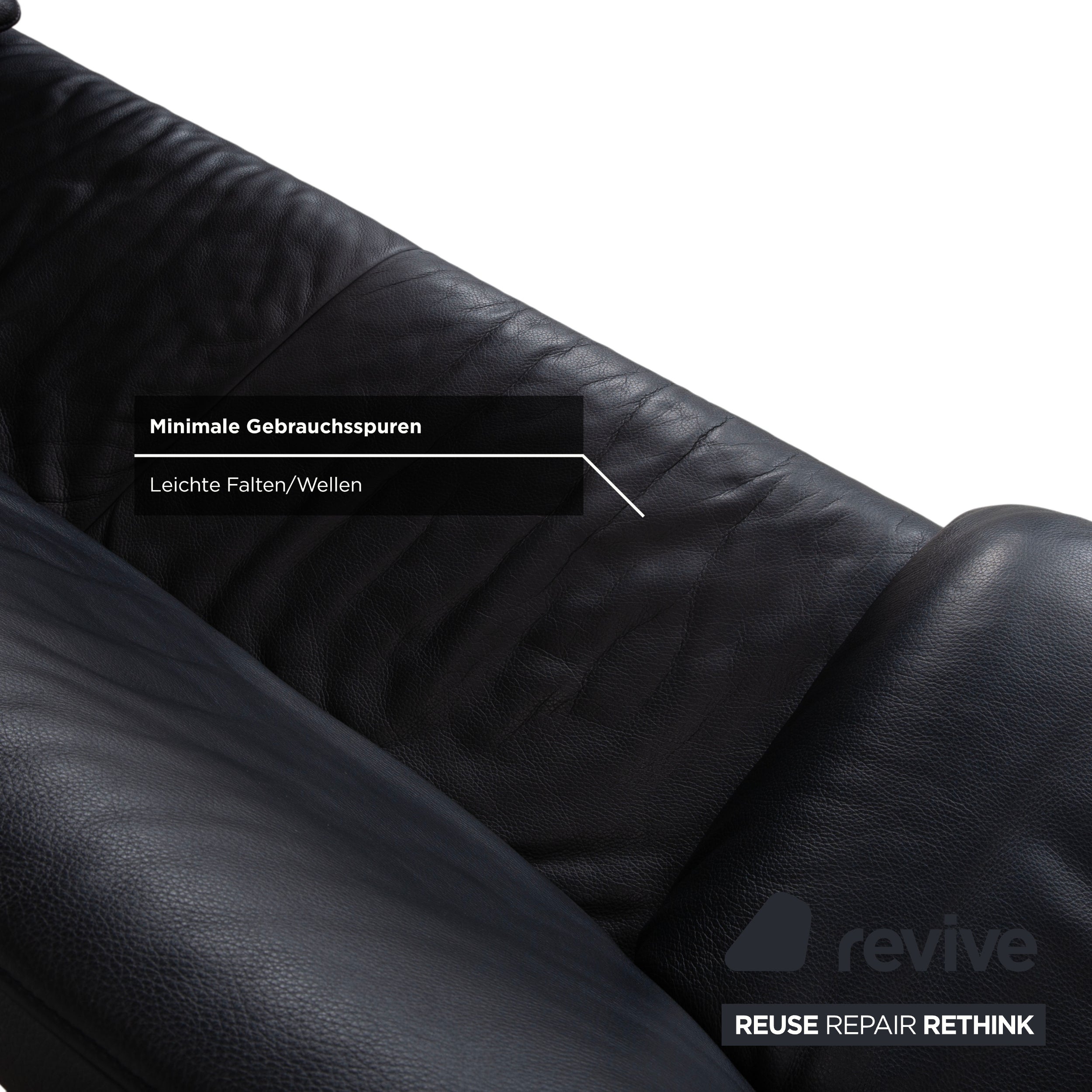 Jori Linea Leder Dreisitzer Schwarz Sofa Couch manuelle Funktion