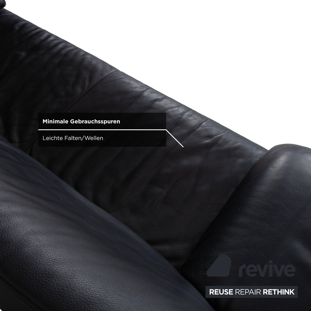 Jori Linea Cuir trois places Noir Canapé Sofa fonction manuelle