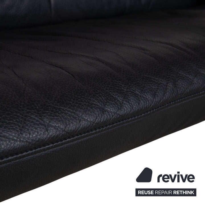 Jori Linea Leder Dreisitzer Schwarz Sofa Couch manuelle Funktion