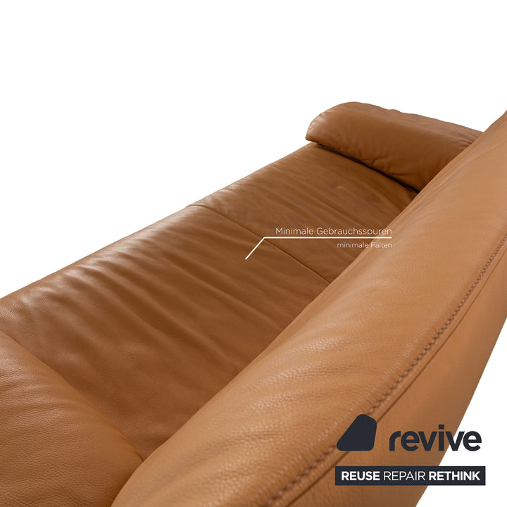 Jori Linea Two-Seater Leather Two-Seater Brown Manual Function Sofa Couch