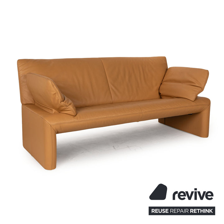 Jori Linea Two-Seater Leather Two-Seater Brown Manual Function Sofa Couch