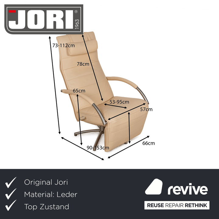 Jori Mensana Leder Sessel Creme manuelle Funktion Relaxsessel