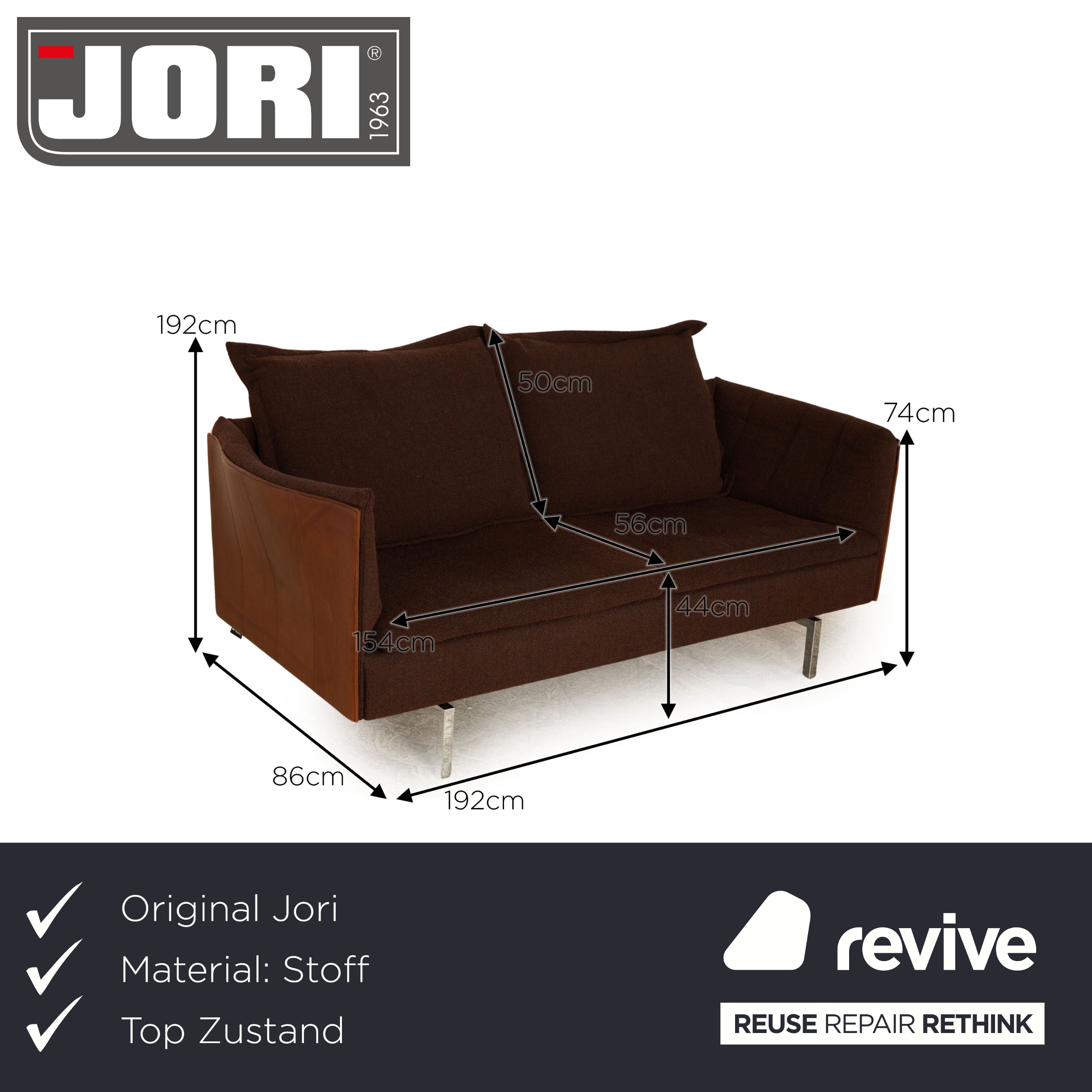 Jori Milton Stoff Dreisitzer Braun Sofa Couch