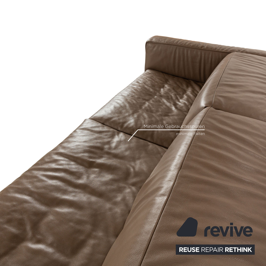 Jori Shiva Leather Four Seater Brown Manual Function Sofa Couch