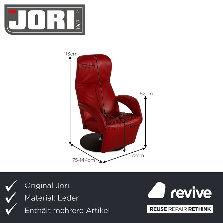 Jori Symphony Leder Sessel Garnitur Rot Funktion Relaxfunktion
