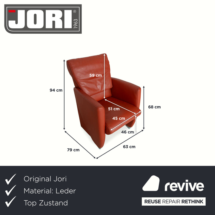 Fauteuil en cuir rouge Jori Vinci JR 3295
