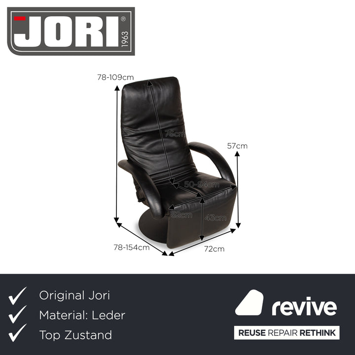 Fauteuil en cuir Jori Yoga noir fonction manuelle