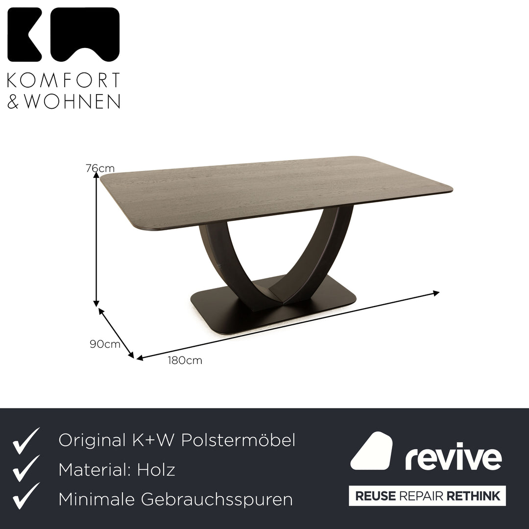 K + W Polstermöbel Variano Malito Holz Dunkelbraun Esstisch Wildeiche 180 x 76 x 90 cm