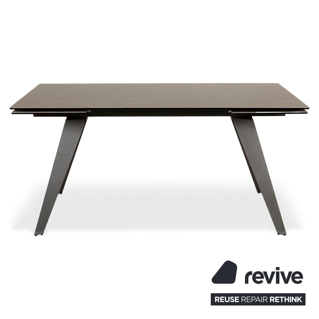 Table à manger extensible en verre/céramique KARE Amsterdam gris marron 160-242 x 78 x 90 cm