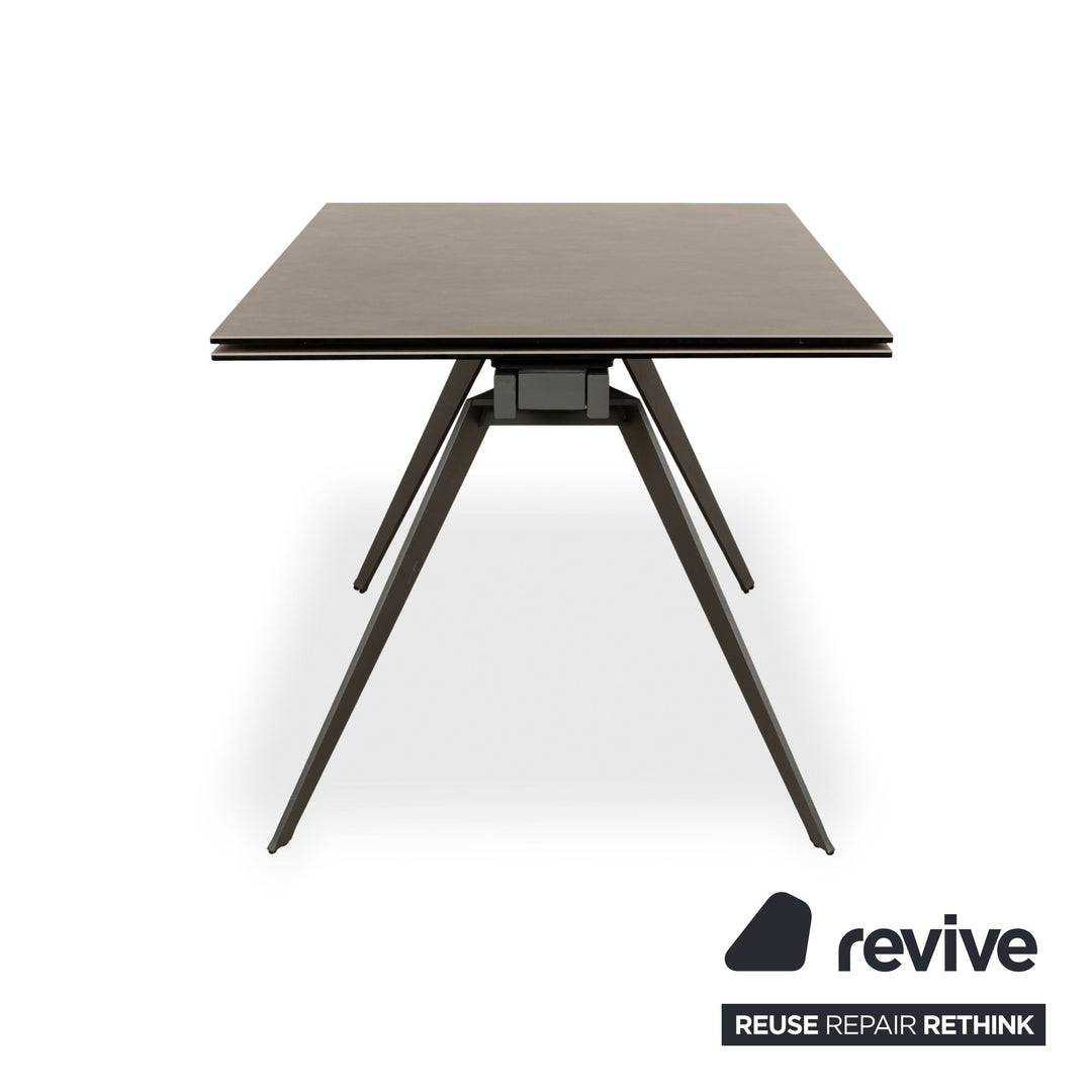 Table à manger extensible en verre/céramique KARE Amsterdam gris marron 160-242 x 78 x 90 cm