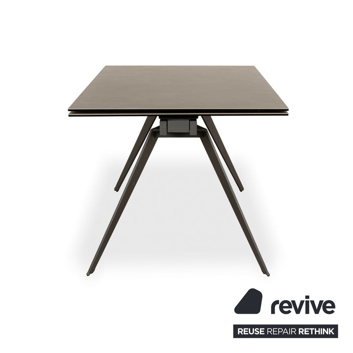 Table à manger extensible en verre/céramique KARE Amsterdam gris marron 160-242 x 78 x 90 cm