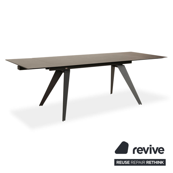 Table à manger extensible en verre/céramique KARE Amsterdam gris marron 160-242 x 78 x 90 cm